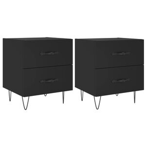 vidaXL Tables de chevet 2 pcs noir 40x35x47,5 cm bois d&rsquo;ing&eacute;nierie