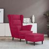 vidaXL Fauteuil à oreilles avec tabouret bordeaux velours