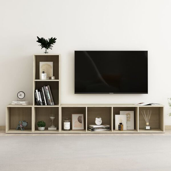 vidaXL Ensemble de meubles TV 3 pcs Ch&ecirc;ne sonoma Bois d'ing&eacute;nierie