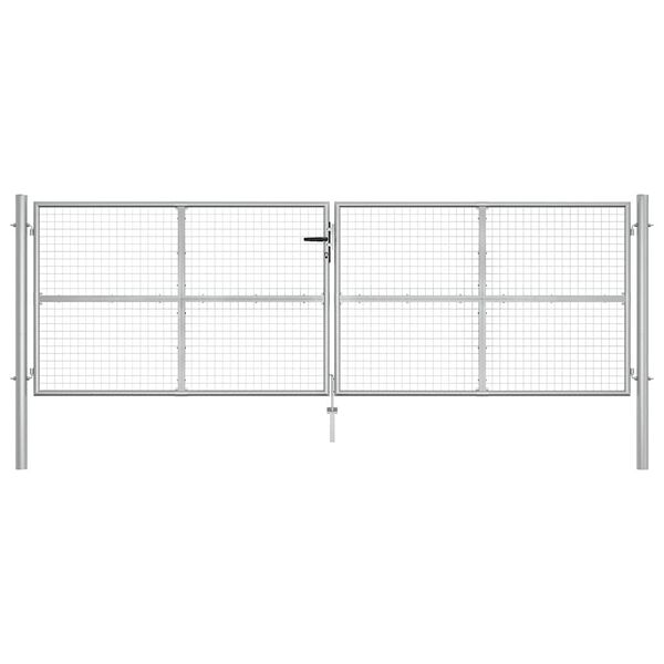 vidaXL Portail de jardin en acier galvanisé 400 x 125 cm argent