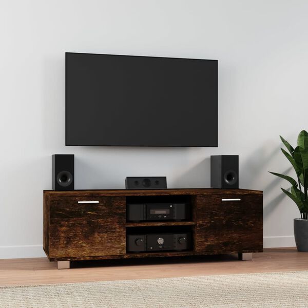 vidaXL Meuble TV Ch&ecirc;ne fum&eacute; 120x40,5x35 cm Bois d'ing&eacute;nierie