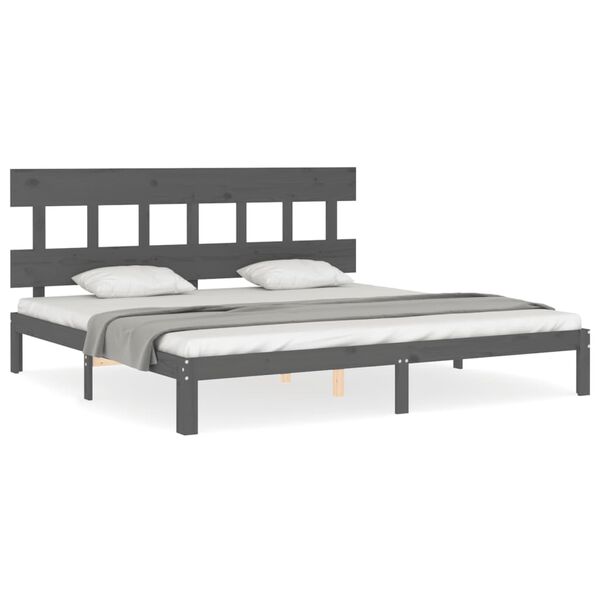vidaXL Cadre de lit sans matelas gris 200x200 cm bois massif de pin