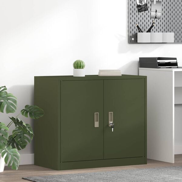 vidaXL Armoire de rangement Vert olive 80 x 40 x 70 cm Acier