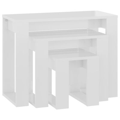 vidaXL Tables gigognes 3 pcs Blanc brillant Bois d'ingénierie