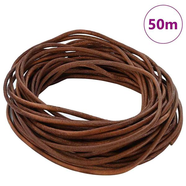 vidaXL Corde en Cuir Marron Clair Ø3 mm x 50 m Cuir