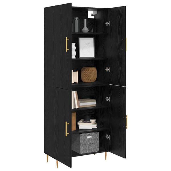 vidaXL Haut Armoire Ch&ecirc;ne noir 69,5 x 34 x 180 cm Bois d'ing&eacute;nierie