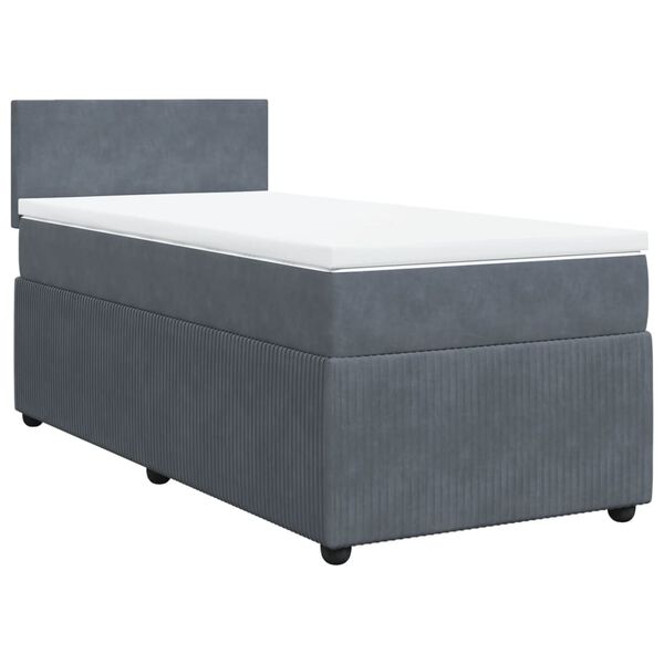 vidaXL Sommier &agrave; lattes de lit et matelas Gris fonc&eacute; 90x200 cm Velours