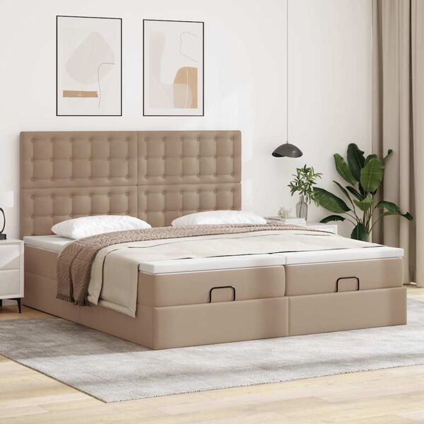 VidaXL Cadre de lit ottoman et matelas cappuccino 200x200cm similicuir