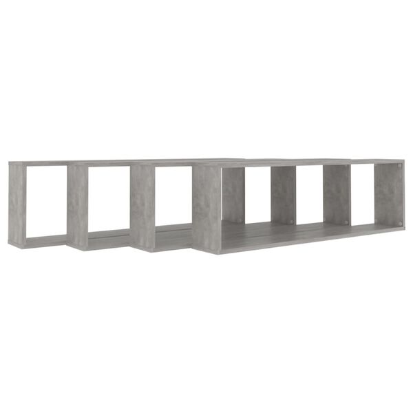 vidaXL &Eacute;tag&egrave;res cube murales 4 pcs gris b&eacute;ton bois d'ing&eacute;nierie