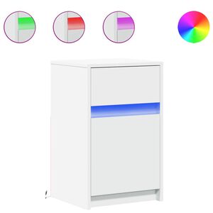 vidaXL Armoire de chevet avec lumi&egrave;res LED blanc bois d'ing&eacute;nierie