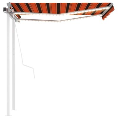vidaXL Auvent automatique capteur de vent LED 3,5x2,5 m Orange marron