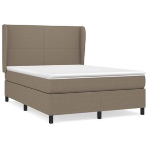 vidaXL Sommier &agrave; lattes de lit avec matelas Taupe 140x190 cm Tissu