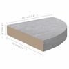 vidaXL &Eacute;tag&egrave;res d'angle murales 2 pcs Gris b&eacute;ton 35x35x3,8 cm MDF