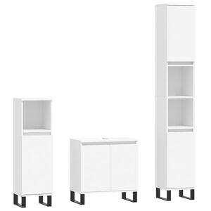 vidaXL Ensemble d'armoires salle de bain 3 pcs blanc bois d'ing&eacute;nierie