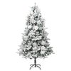 vidaXL Sapin de Noël pré-éclairé avec neige floquée/cônes 195cm PVC/PE