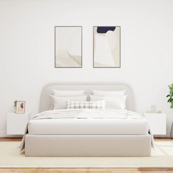 vidaXL Meubles TV muraux avec lumi&egrave;res LED 2 pcs blanc 40,5x35x40 cm