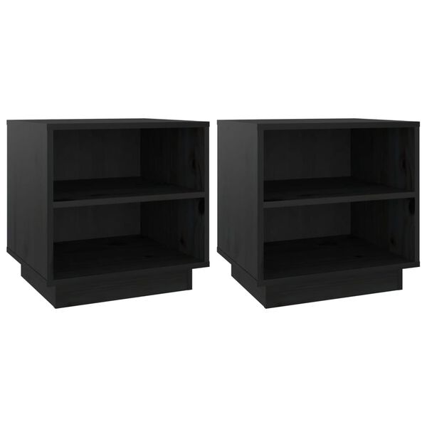vidaXL Tables de chevet 2 pcs Noir 40x34x40 cm Bois de pin solide