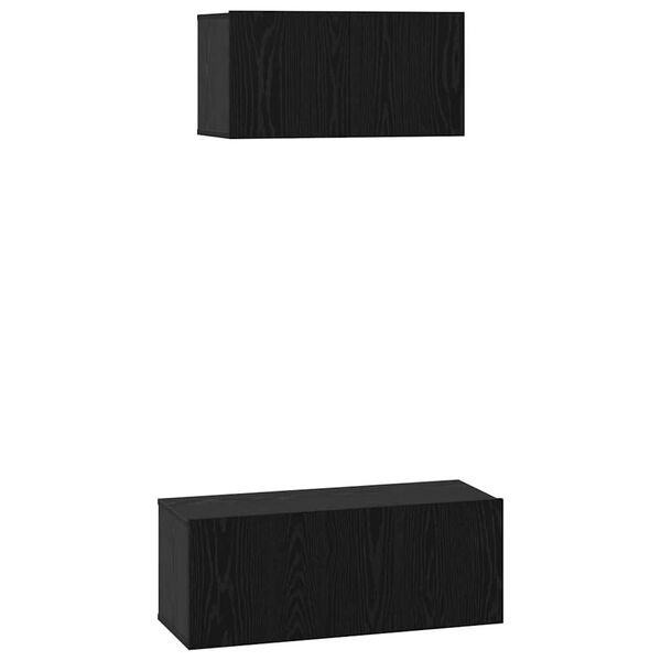 vidaXL Ensemble meuble TV 2 pcs Ch&ecirc;ne noir Bois d'ing&eacute;nierie