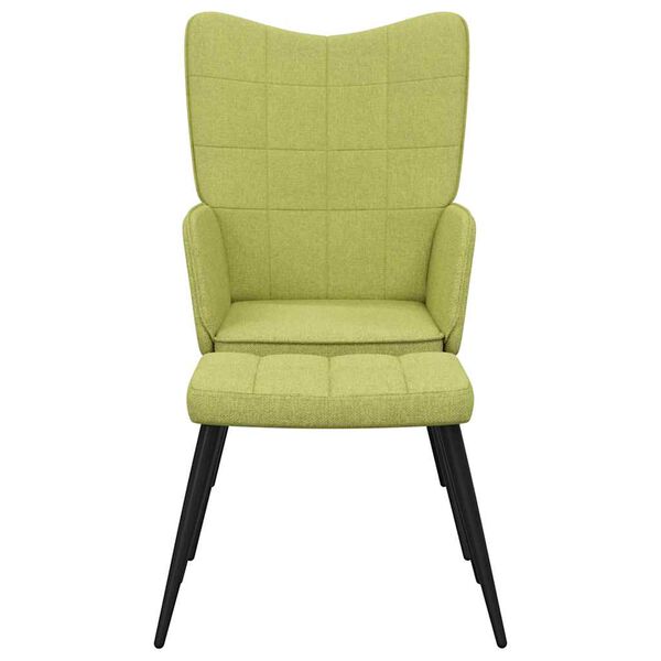 vidaXL Chaise de relaxation avec tabouret Vert Tissu