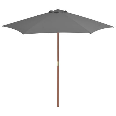 vidaXL Parasol d'extérieur avec mât en bois 270 cm Anthracite
