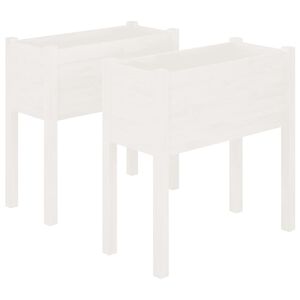 vidaXL Jardini&egrave;res 2 pcs Blanc 70x31x70 cm Bois de pin massif