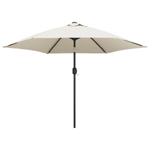 vidaXL Parasol de jardin en porte-&agrave;-faux avec LED 3 m blanc sable