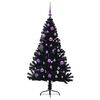 vidaXL Sapin de No&euml;l artificiel pr&eacute;-&eacute;clair&eacute; Noir 150 cm PVC