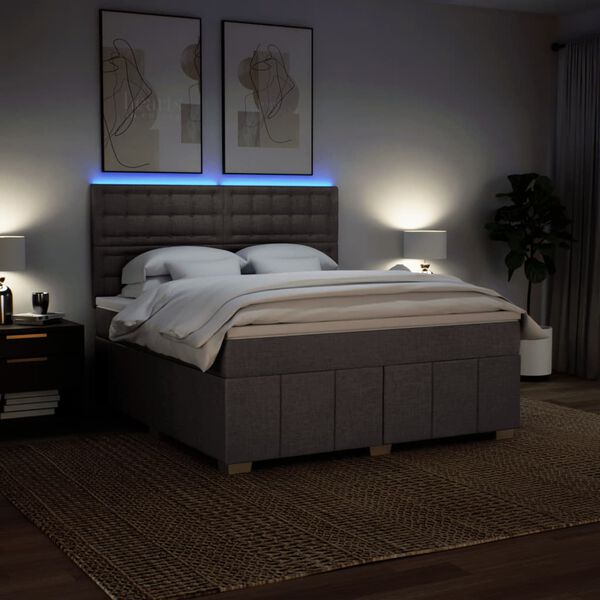 vidaXL Sommier &agrave; lattes de lit avec matelas Taupe 180x200 cm Tissu