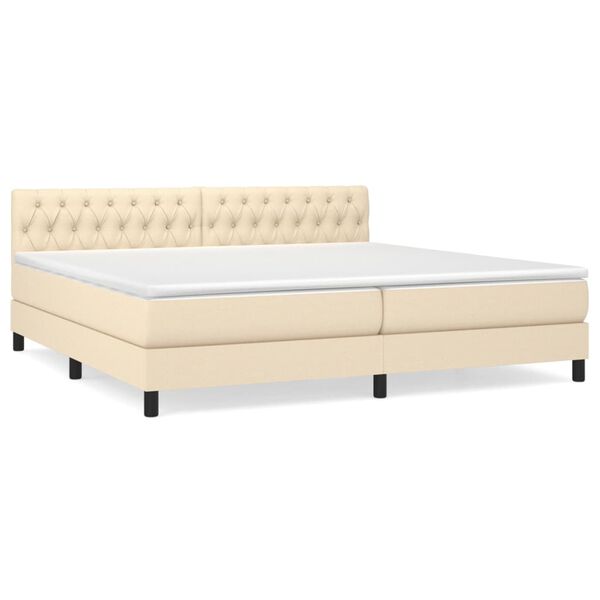vidaXL Sommier &agrave; lattes de lit avec matelas Cr&egrave;me 200x200 cm Tissu