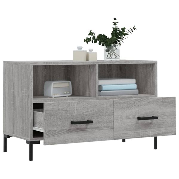 vidaXL Meuble TV Sonoma gris 80x36x50 cm Bois d'ing&eacute;nierie