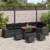 vidaXL Ensemble de canap&eacute; de jardin avec coussin 10 pcs Noir polyrotin