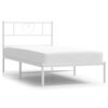 vidaXL Cadre de lit m&eacute;tal sans matelas avec t&ecirc;te de lit blanc 75x190cm