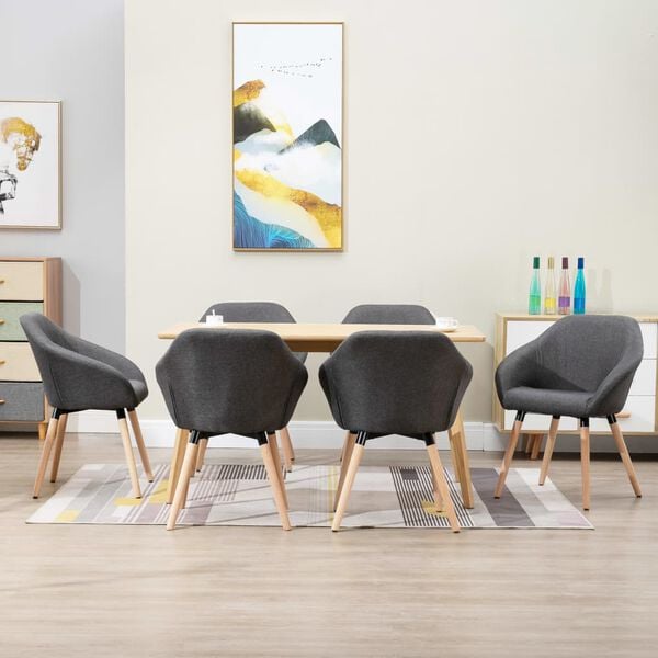 vidaXL Chaises &agrave; manger lot de 6 gris fonc&eacute; tissu