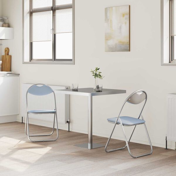 vidaXL Chaise pliante 2 pcs Gris 48 x 43,5 x 81 cm Simili cuir