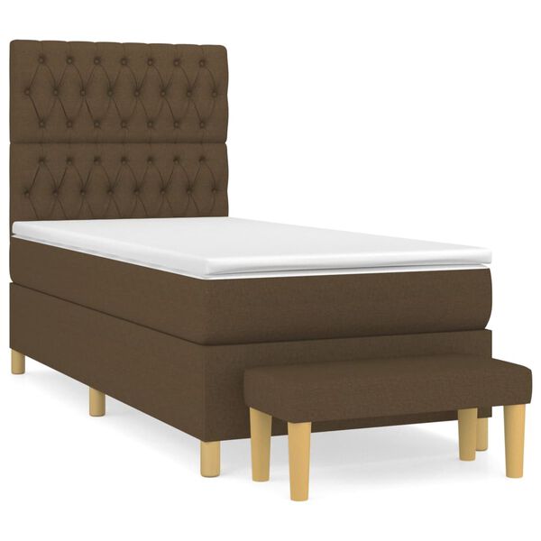 vidaXL Sommier &agrave; lattes de lit avec matelas Marron fonc&eacute; 90x200 cm