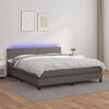 vidaXL Sommier &agrave; lattes de lit avec matelas et LED Gris 180x200 cm
