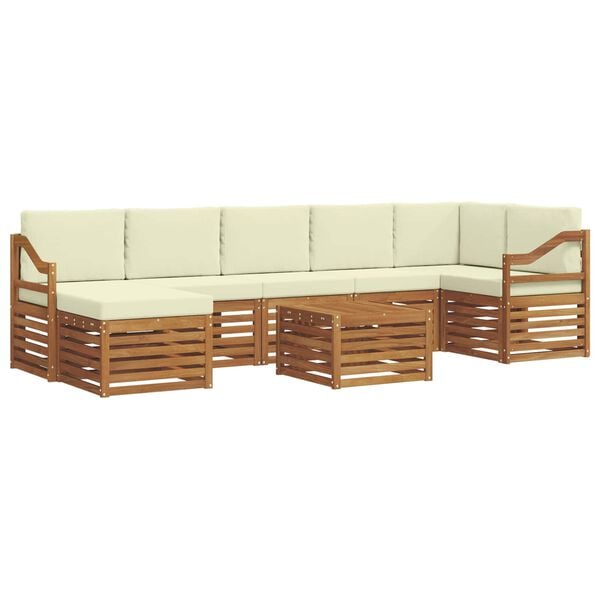 vidaXL Ensemble de canap&eacute; d'angle avec coussin 8 pcs Naturel et Cr&egrave;me