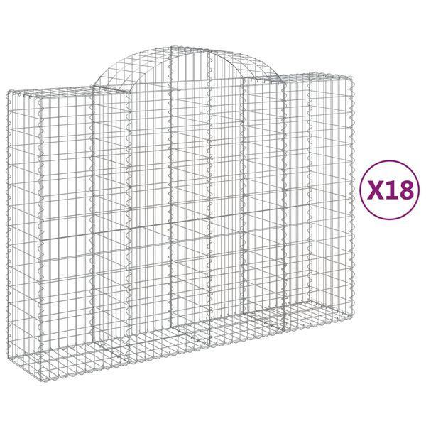 vidaXL Paniers à gabions arqués 18 pcs 200x50x140/160 cm Fer galvanisé