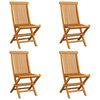 vidaXL Chaises de jardin et coussins gris lot de 4 Bois de teck massif
