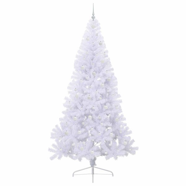vidaXL Sapin de Noël artificiel avec 300 LED Blanc 240 cm PVC et Acier