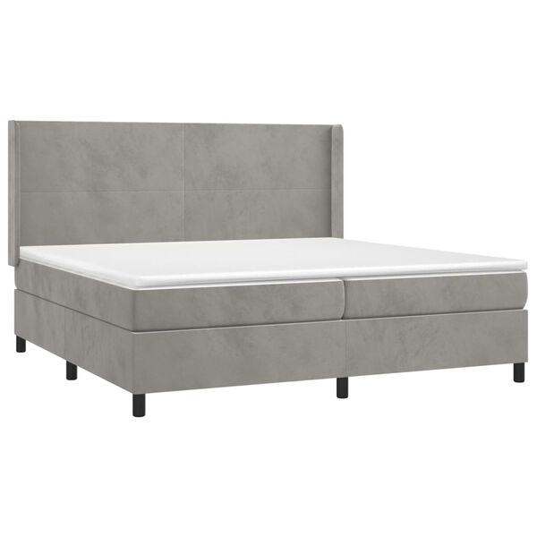 vidaXL Sommier &agrave; lattes de lit et matelas Gris clair 200x200cm Velours