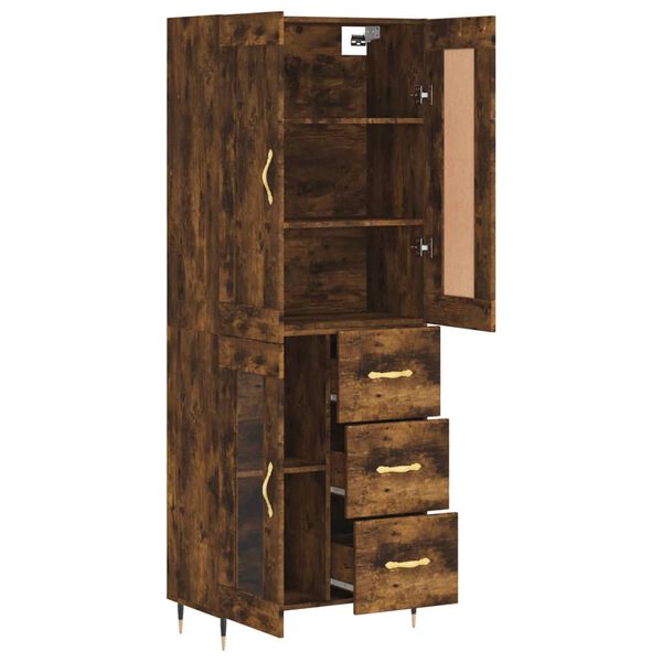 vidaXL Buffet haut Ch&ecirc;ne fum&eacute; 69,5x34x180 cm Bois d'ing&eacute;nierie