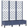 vidaXL Bac de jardin avec treillis et roues Gris Bleu PP