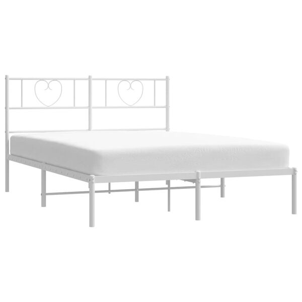 vidaXL Cadre de lit m&eacute;tal sans matelas et t&ecirc;te de lit blanc 140x200 cm