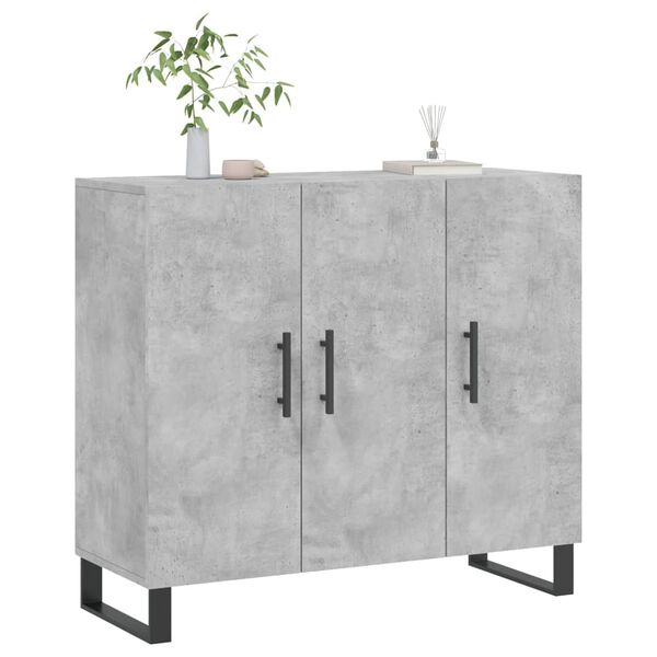 vidaXL Buffet gris b&eacute;ton 90x34x80 cm bois d'ing&eacute;nierie