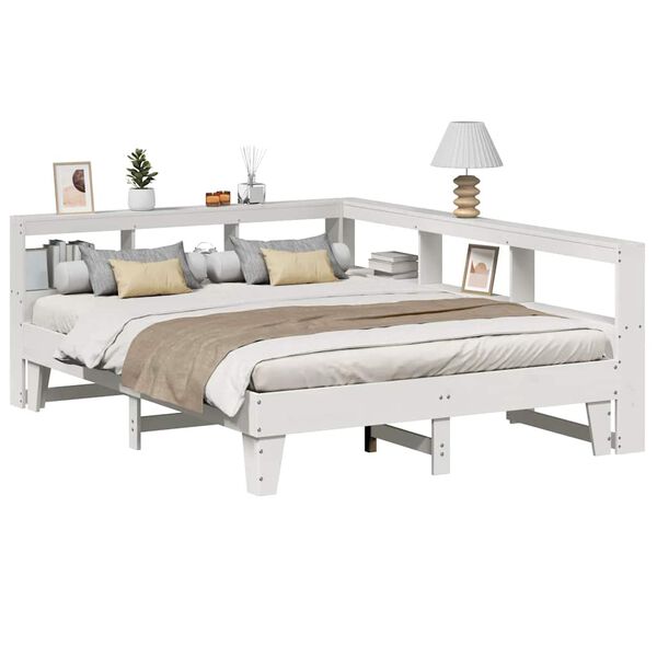 vidaXL Lit biblioth&egrave;que sans matelas blanc 140x200 cm bois pin massif