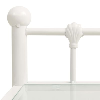 vidaXL Table de chevet Blanc/transparent 45x34,5x60,5cm Métal et verre