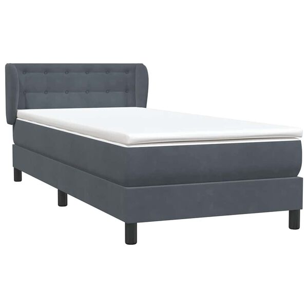 vidaXL Sommier &agrave; lattes de lit et matelas gris fonc&eacute; 80x210 cm velours