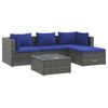 vidaXL Salon de jardin 5 pcs avec coussins r&eacute;sine tress&eacute;e gris