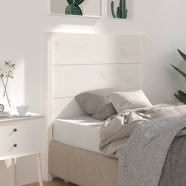 vidaXL T&ecirc;te de lit Blanc 106x4x100 cm Bois massif de pin